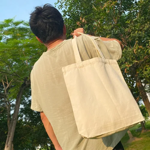 Miniatura 4 de Bolsas de lona de Koolmox, Bolsas de lona de algodón en blanco de gran resistencia con fondo plano, 6 piezas, Beige