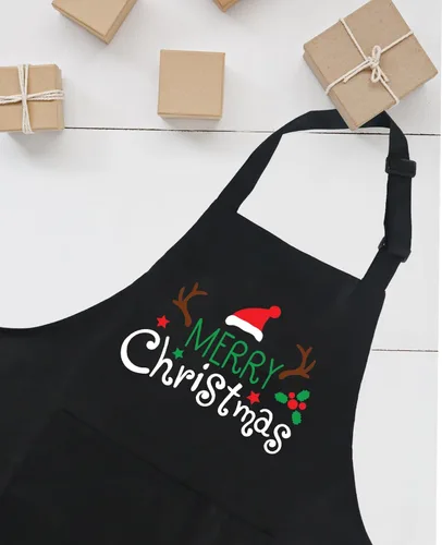 Miniatura 4 de Divertido delantal de Navidad para mujeres y hombres con 2 bolsillos, delantales de cocina de Navidad, regalo para panaderos, mamá, papá, esposa