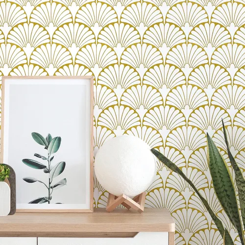 Miniatura 9 de MelunMer Papel tapiz dorado para despegar y pegar, papel adhesivo dorado bohemio para gabinetes, autoadhesivo, extraíble, para dormitorio/baño