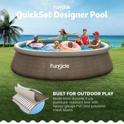 Miniatura 4 de Funsicle Quickset Designer - Piscina redonda sobre el suelo de 14 x 36 pulgadas, con bomba de filtro FiltraBoost de 800 GPH, escalera, cartucho