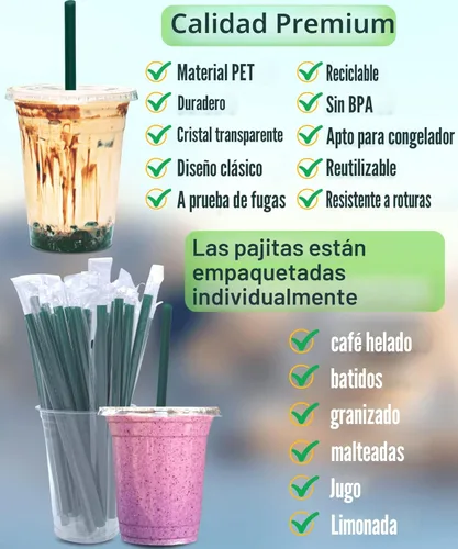 Miniatura 2 de Vasos de plástico transparente de 12 onzas con tapas y popotes, vasos desechables para bebidas frías, café helado, batidos, batidos, 25