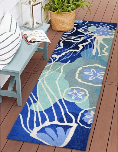 Miniatura 70 de Liora Manne CAPR5163633 - Alfombra costera para interiores y exteriores, color azul marino, 2 pies x 5 pies Cuerdas Navy
