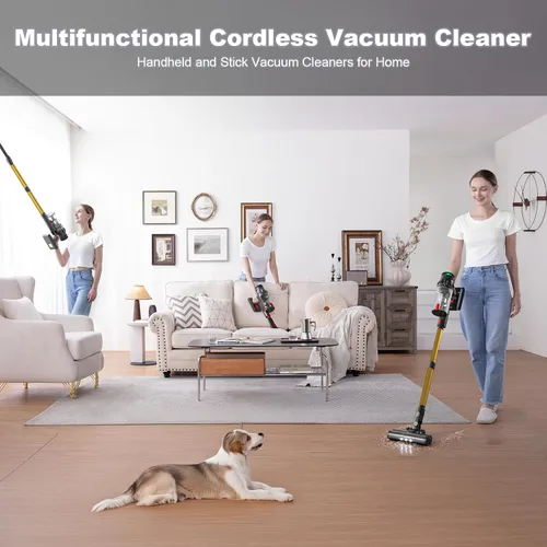 Miniatura 2 de Aspiradora Inalámbrica, Aspiradoras para el Hogar, Aspiradora de Palo y Mano de 50KPA 500W para Pelo de Mascotas y Pisos de Madera Dura, Batería