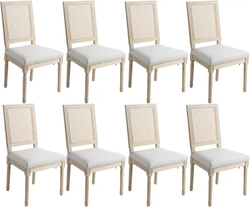 Miniatura 31 de Kmax Sillas de comedor estilo granja, patas de madera marrón, elegantes sillas de cocina copetudas, sillas de dormitorio francesas desgastadas