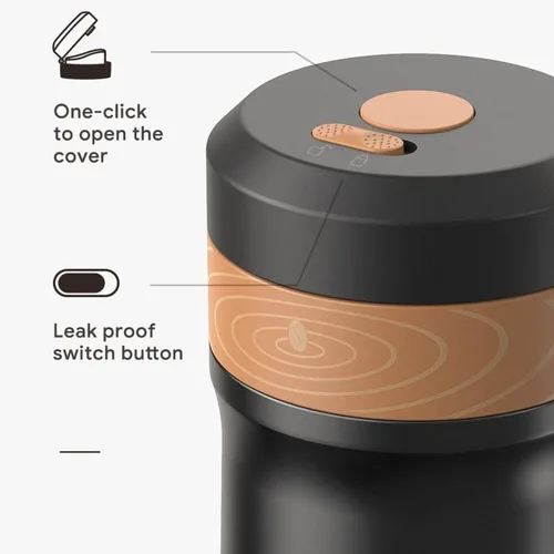 Miniatura 5 de Cafetera portátil de prensa francesa, cafetera francesa de viaje, taza de café de acero inoxidable de 12 onzas, filtro de doble malla, ideal