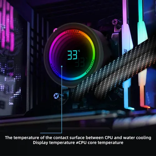 Miniatura 2 de TGDGAMER T-240MM Negro ARGB Refrigeración Líquida de CPU con Ventilador PWM ARGB de 240mm, Pantalla de Temperatura, Refrigeración de Agua