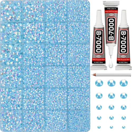 Miniatura 27 de 31000 piezas de diamantes de imitación para hacer brillar, kit de 3 mm de diamantes de imitación con parte trasera plana para manualidades, ropa