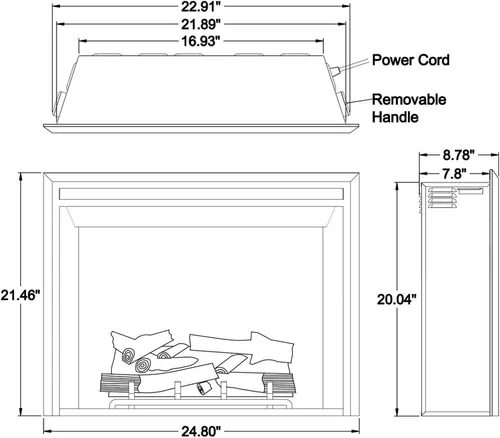 Miniatura 5 de RICHFLAME Gavin 23 Pulgadas Chimenea Eléctrica de Inserción con Tronco y Altavoz, Diseñada para Montaje en Pared, Apertura para Quema de Madera