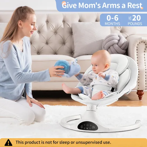 Miniatura 4 de LAREX Columpio de bebé eléctrico portátil para niños pequeños, balanceador de bebé para recién nacidos niño niña, 5 velocidades de balanceo