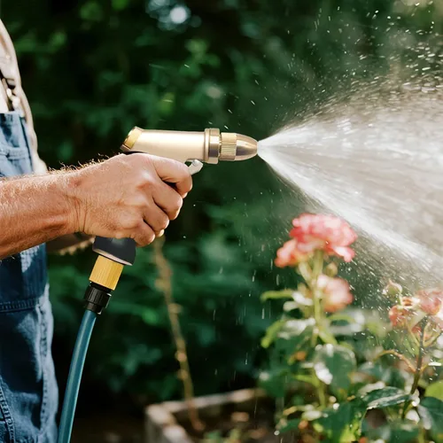 Miniatura 8 de Boquilla de manguera de jardín de latón resistente, boquilla de pulverización de agua de metal de alta presión con 4 patrones ajustables para riego