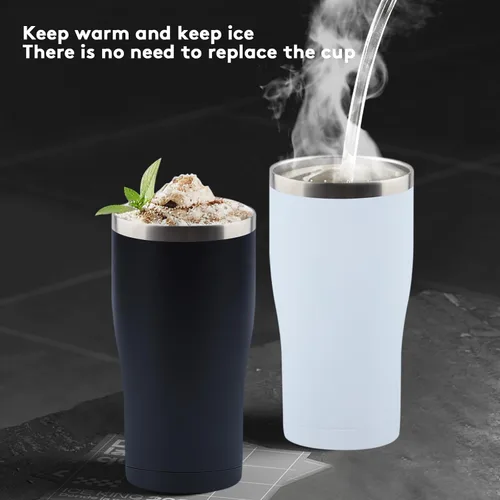 Miniatura 3 de Vaso de 20 onzas con tapa, vasos de acero inoxidable a granel, vaso aislado al vacío de doble pared para café de viaje, vaso con recubrimiento