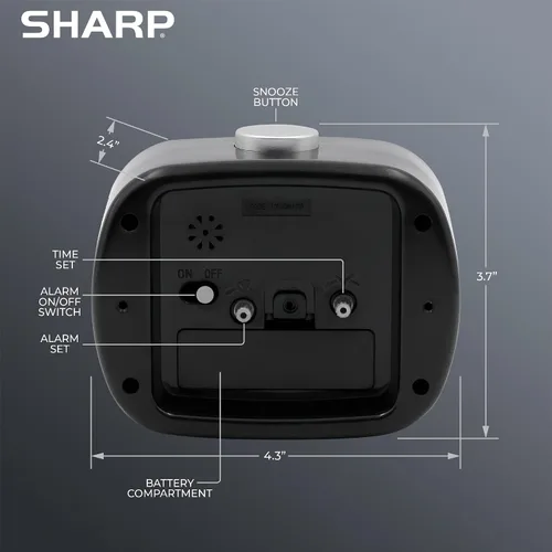 Miniatura 4 de Sharp Reloj despertador, reloj analógico retro simple alimentado por batería, negro, blanco