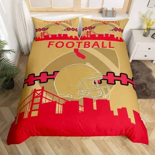 Miniatura 20 de Erosebridal Funda de edredón de fútbol tamaño individual, juego de ropa de cama de fútbol para niños, niños y niñas, funda de edredón con 1 funda