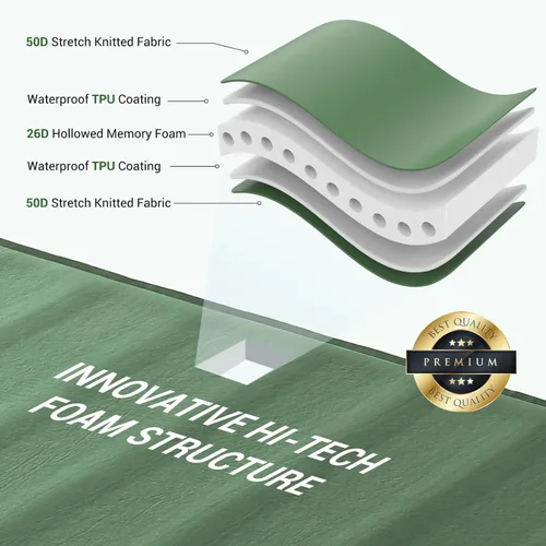Miniatura 4 de Elegear CumbreX™ Air & Foam Self Inflating Sleeping Pad, Built-in Electric Pump 4" Ultra-Thick Memory Foam Camping Mattress with Pillow Double