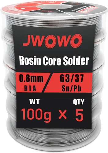 Alambre de soldadura de núcleo de colofonia para soldadura eléctrica (0.031 in/3.53 oz, paquete de 5), por JWOWO