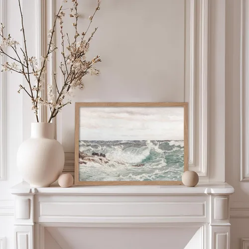 Miniatura 5 de Poster Master Póster vintage de pintura de olas del océano, impresión retro del océano, bellas artes, arte de paisaje marino, regalo para hombres
