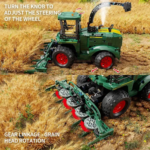 Miniatura 3 de TYCOLE Technic - Juego de bloques de construcción de tractor, camión de granja y cosechadora, juguetes de construcción con cabeza de grano móvil