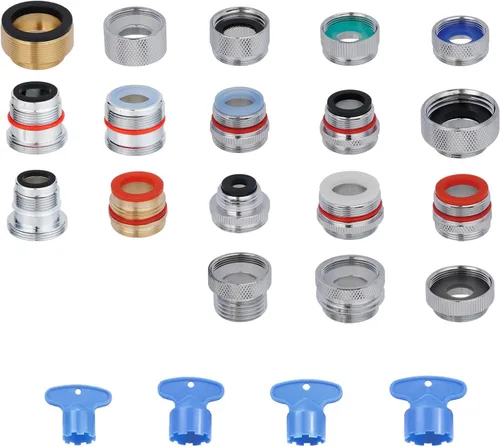 Kit de adaptador de grifo de 18 piezas de metal de latón, juego de adaptador de aireador de grifo, adaptador de fregadero macho hembra convertidor a