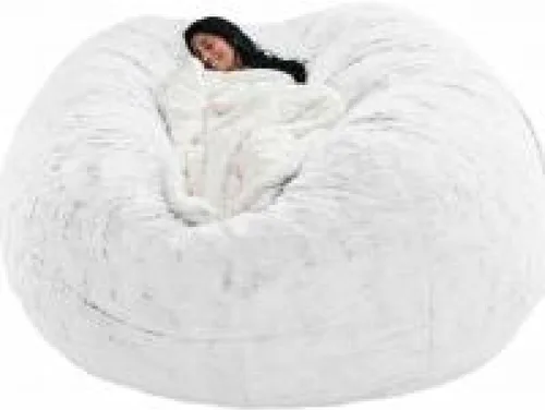 Miniatura 17 de DIOB Funda redonda para silla de puf, para adultos, adolescentes (relleno no incluido), silla de sofá gigante suave, cómoda silla de descanso