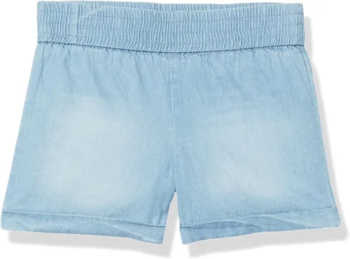 GUESS Pantalones cortos de cambray con logotipo bordado de lurex para niña