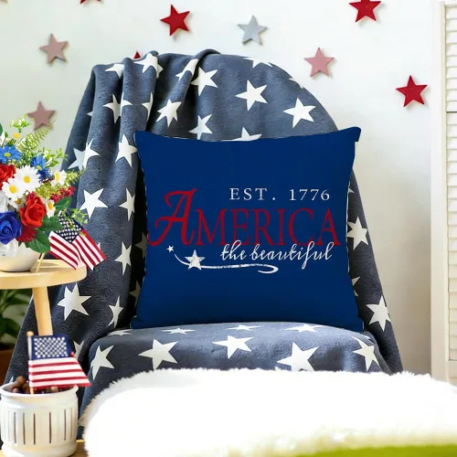 Miniatura 9 de RABUSOFA Fundas de almohada para el 4 de julio, 18 x 18 pulgadas, letreros patrióticos, rojo, blanco y azul, Día de la Independencia, 4 de julio