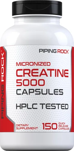 Piping Rock Cápsulas de monohidrato de creatina | 5000 mg | 150 píldoras | Suplemento micronizado para hombres y mujeres | Sin OMG, sin gluten