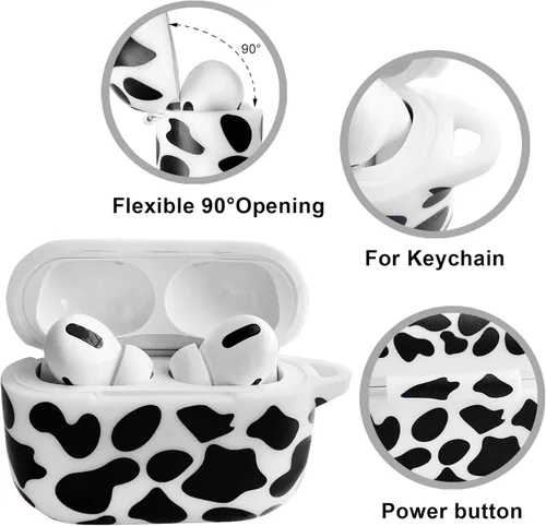Miniatura 2 de Funda para Airpods Pro con llavero, funda protectora completa inspirada en lindo diseño de vaca, catalizador, de silicona, para mujeres, hombres