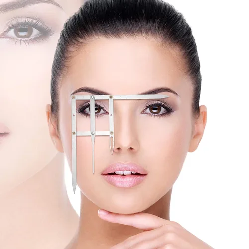 Miniatura 5 de 2 reglas de cejas regla de posicionamiento de 3 puntos, pinza de relación dorada para cejas, regla de microblading para cejas, herramienta