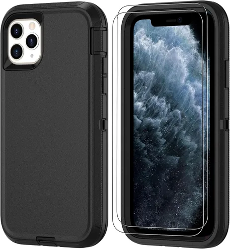 Miniatura 9 de Jshru para iPhone XR Funda con [2 Pack] Protector de Pantalla HD, [Grado Militar] 3-en-1 Resistente Protector de Cuerpo Completo a Prueba de Negro