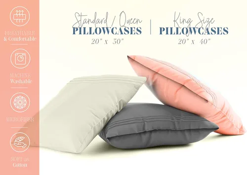 Miniatura 4 de Elegant Comfort ® Diseño de Cadena de 1500 Hilos, Calidad Egipcia de Lujo, Sedoso, Suave, Resistente a Arrugas y Decoloración, 2 Fundas de Almohada