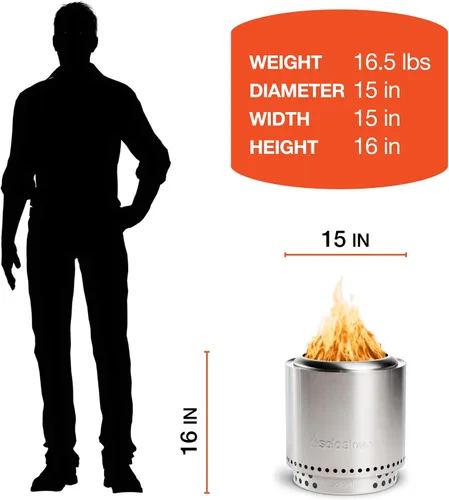 Miniatura 6 de Solo Stove Ranger 2.0 con soporte, hoguera portátil sin humo de 15 pulgadas, chimenea ligera para exteriores con cenicero extraíble, acero