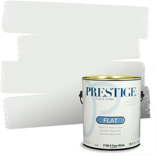 Miniatura 32 de Prestige Paints - Pintura y sellador 2 en 1 para exteriores, 1 galón, plana, similar a Sherwin Williams Snowfall, P100-P-SW6000