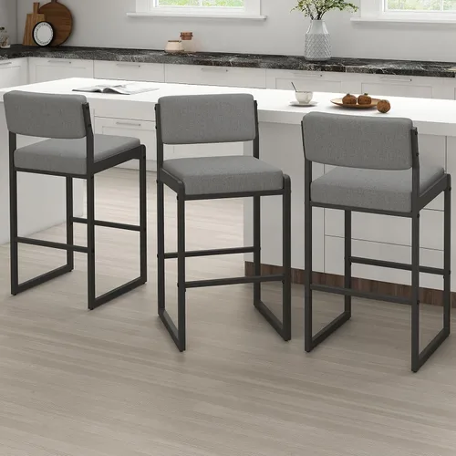 Miniatura 32 de SAECKBERG Taburetes de bar modernos de altura de mostrador, sillas de barra de 26 pulgadas de altura con respaldo, taburetes tapizados, taburetes