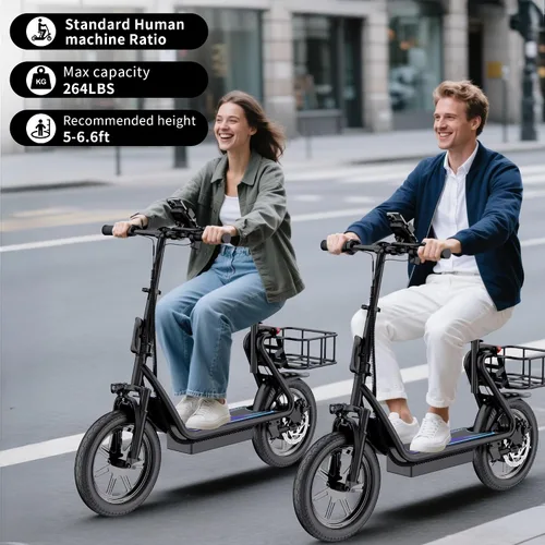 Miniatura 6 de VOLPAM Scooter eléctrico, motor potente de 250/500 W, alcance de 10/23 millas, suspensiones de choque duales, velocidad de 9/19 mph, scooter E