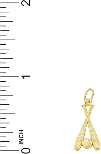 Miniatura 3 de Charm America - Dije pequeño de bate y bola de béisbol de oro - Oro macizo de 10 quilates, Diamante