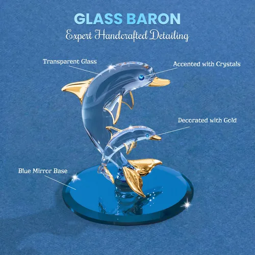 Miniatura 4 de Figura de cristal de delfín y bebé