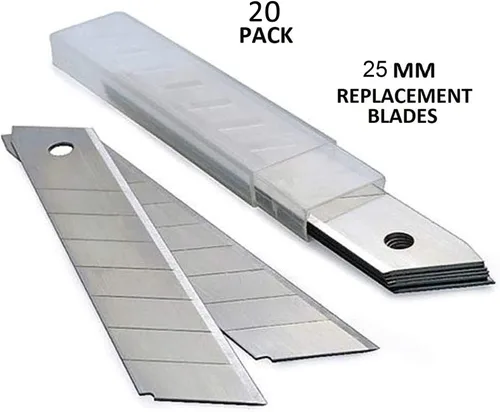 Miniatura 6 de Cuchillo utilitario resistente de 0.984 in, cortador de caja con 20 cuchillas retráctiles SK-5, cortadores a presión con agarre de goma para cartón