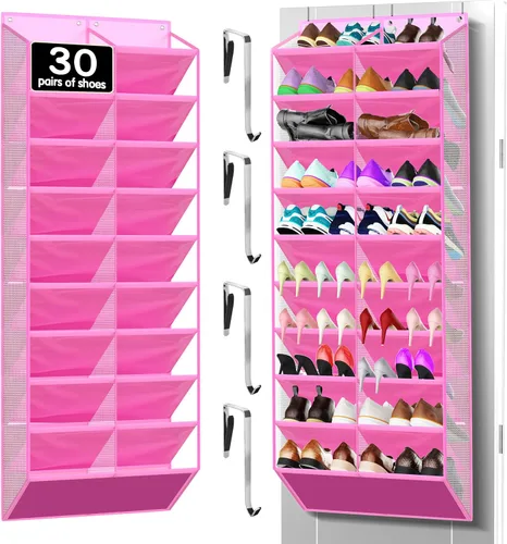 Miniatura 10 de Kotkn Organizador de zapatos sobre la puerta con 30 bolsillos de malla transpirable - Almacenamiento de armario de gran capacidad para hombres