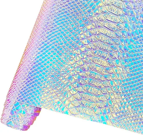Miniatura 10 de HYANG - Hojas holográficas de piel sintética de poliuretano en relieve de serpiente, muy adecuadas para hacer manualidades, bolsos, aretes de cuero