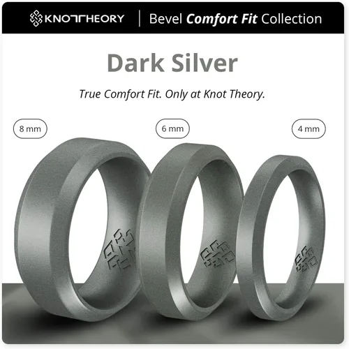 Miniatura 65 de Knot Theory - Anillo de boda de silicón para hombres y mujeres Anillos de goma finos de calidad superior con gran estilo, comodidad; son ideales