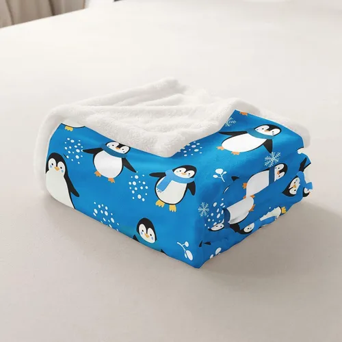 Miniatura 7 de Manta de pingüino kawaii, manta de invierno con diseño de pingüinos, manta de invierno con diseño de animales antárticos para niños y niñas, manta