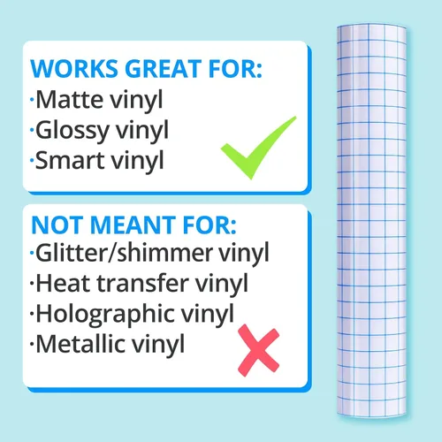 Miniatura 6 de JANDJPACKAGING Cinta de transferencia para vinilo – 12 pulgadas x 50 pies con rejilla de alineación azul para vinilo adhesivo – Cinta