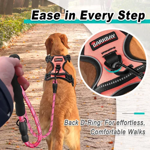 Miniatura 3 de BARKBAY Arnés para perro sin tirones para perros medianos, ajustable, reflectante, cómodo, sin estrangulamiento, resistente - perfecto para Rosa