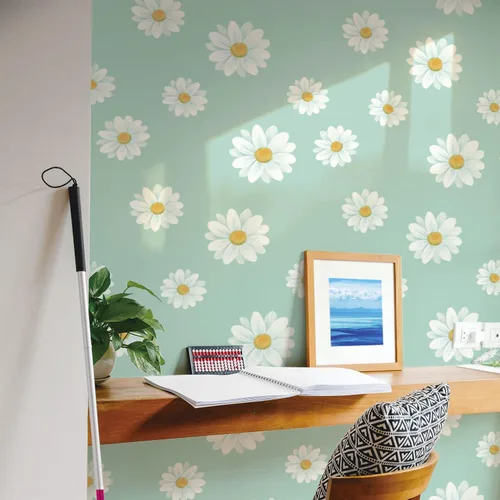 Miniatura 5 de JAHUL Papel tapiz de margaritas para despegar y pegar, diseño floral, lindo autoadhesivo, extraíble, papel tapiz de flores en papel tapiz/papel
