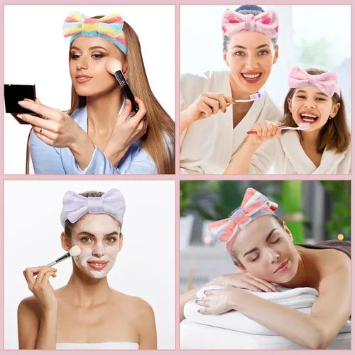 Miniatura 5 de WILLBOND 24 diademas de spa a granel para el cuidado de la piel, para lavado de cara, maquillaje, lazo para lavado facial, toalla de franela suave