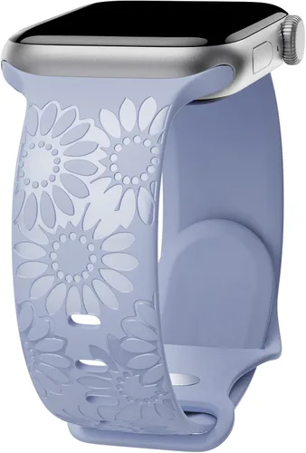 Miniatura 13 de Correa de silicona grabada de girasol compatible con correas de Apple Watch de 1.496, 1.575, 1.614, 1.654, 1.732, 1.772 y 1.772 pulgadas para mujer