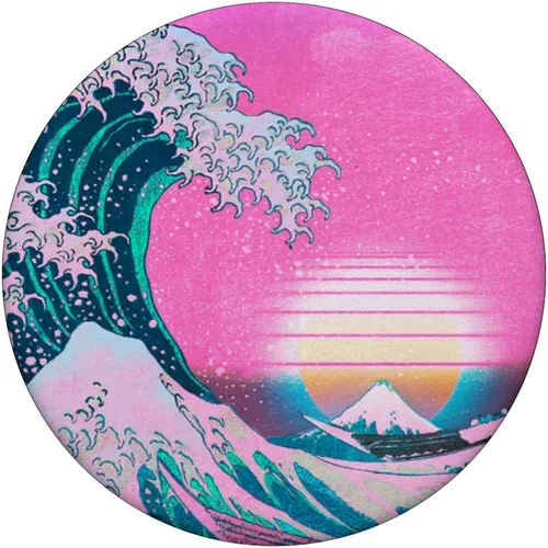 Miniatura 3 de Vaporwave Estética Gran Onda De Kanagawa Synthwave Sunset PopSockets PopGrip: Agarre intercambiable para teléfonos y tabletas