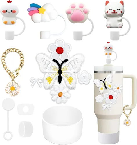 XIANGYUAN Stanley Cup - Juego de 14 accesorios para vasos Stanley Cup de 30 onzas y 40 onzas con asa, incluye funda de popote de 0.4 pulgadas, juego