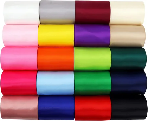 Miniatura 10 de Cinta de satén de doble cara de 1 pulgada, 20 cintas de color sólido, 1 pulgada x 2 yardas cada una total de 40 yardas por paquete, para envolver