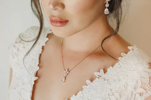 Miniatura 3 de SWEETV Wedding Jewelry Sets for Brides Bridesmaid,Cubic Zirconia Teardrop Bridal Necklace Earrings Set Wedding Prom Jewelry for Women